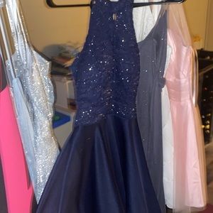 navy blue homecoming dress with open back